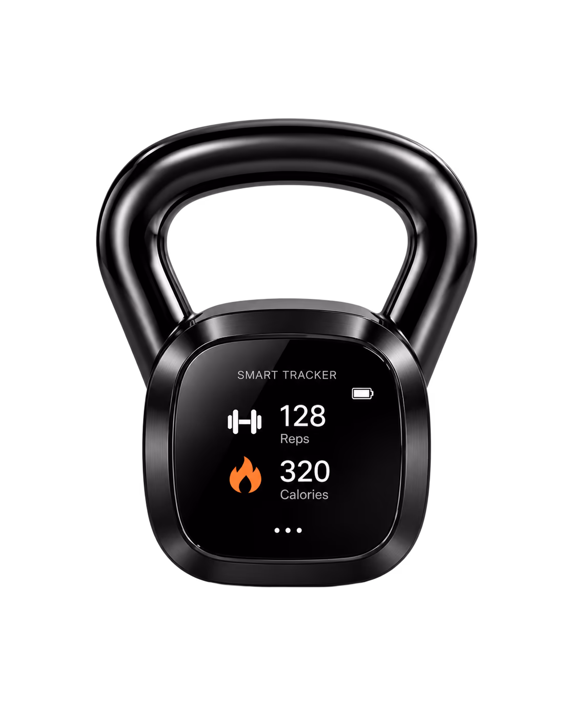 Black Strivo kettlebell with its screen lit